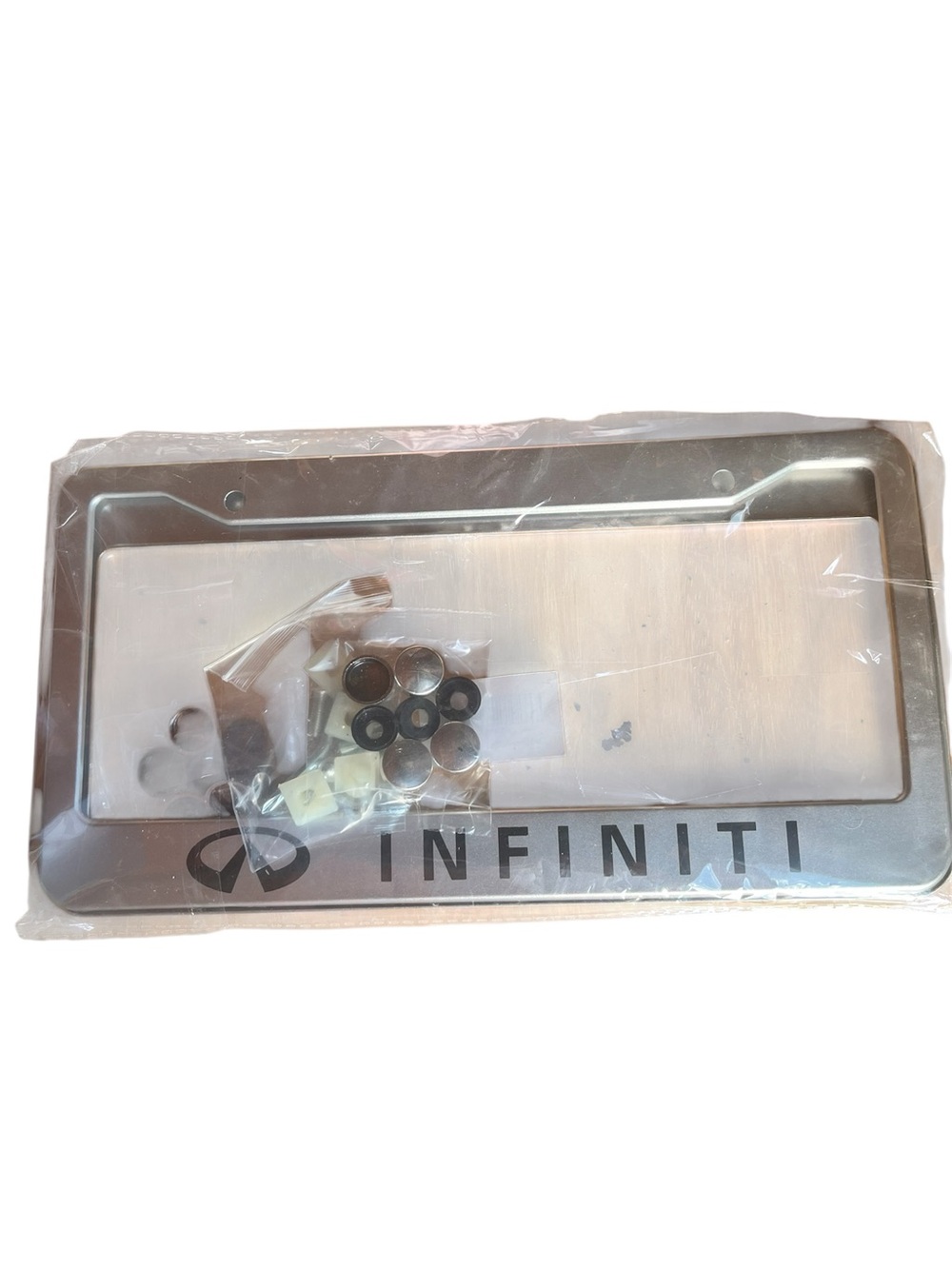 Brushed Silver License Plate Frame with Hardware 2 Pack